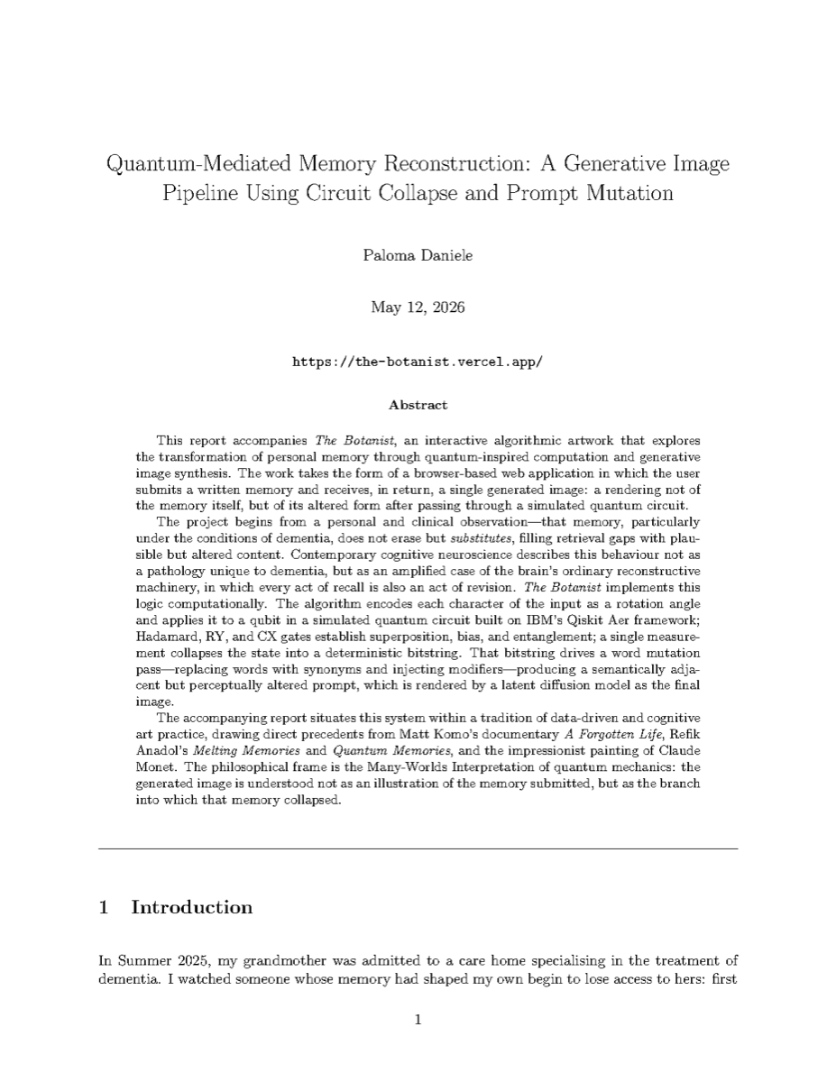 First page of The Botanist report